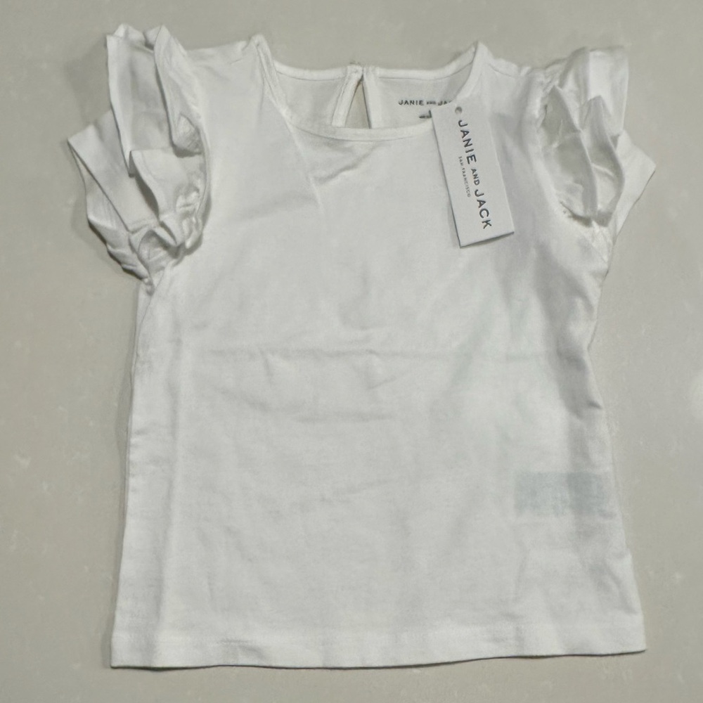 Janie and Jack White Ruffle Sleeve Girls Top